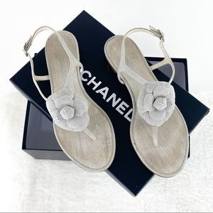 Authentic CHANEL Camellia Sandals 38.5
